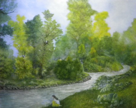 " La rivière " huile sur toile 100/80 cm